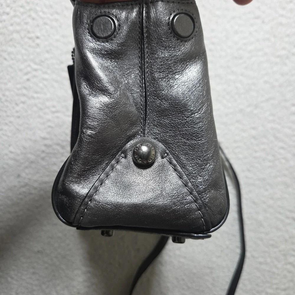 COACH F1857 Crossgrain Metallic Leather Mini Bennett Satchel Metallic Gunmetal